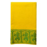 Anka's Handmade Bharatanatyam & Kuchipudi Dance Practice Cotton Saree (Yellow With Green Colour Doll Border) - Image 3