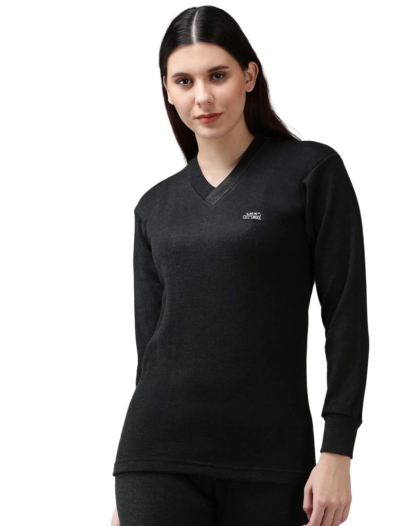 Lux Cott's Wool V Neck Full Sleeves Womens Thermal Top