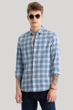 Men's Cotton Casual Checked Classic Collar Slim Fit Shirt - Image 3