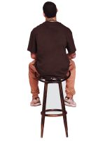 LEOTUDE Men Half Sleeve Round Neck Cottonblend Oversized Tshirts (Colour: Brown) - Image 4