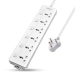 EMBOX Extension Board with Switches 1500 W, 6Universal Sockets, Individual Switch, Safety Shutter, 6 amp Spike Guard, LED Indicator and Safety Shutter, 1.8 Meter Extension Cord