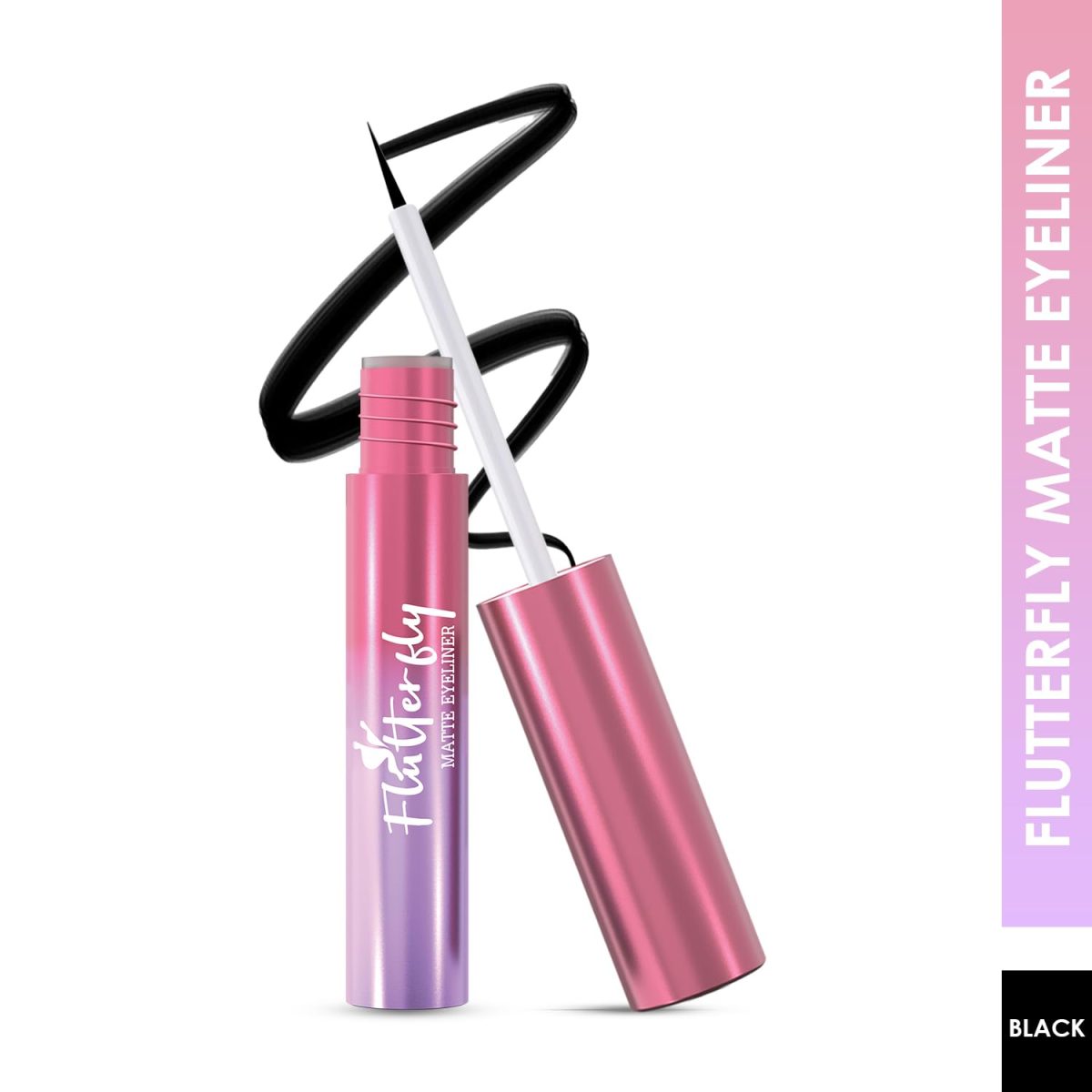 Glam21 Flutterfly Matte Eyeliner |Single Stroke application | Quick Dry | Matte Finish |Waterproof & Smudge-proof | Long Lasting | Lightweight | Hightly Pigmented |Black - 3ml - Image 2