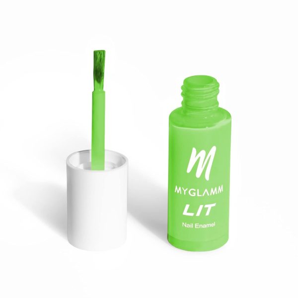 MyGlamm LIT Nail Enamel-Fomo (Green)-7ml | Nail Polish | Nail Paint | Long Lasting Nail Polish | Chip Resistant | Glossy Finish