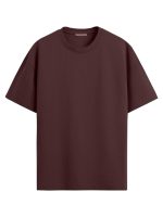 LEOTUDE Men Half Sleeve Round Neck Cottonblend Oversized Tshirts (Colour: Brown)