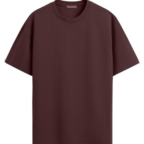 LEOTUDE Men Half Sleeve Round Neck Cottonblend Oversized Tshirts (Colour: Brown)