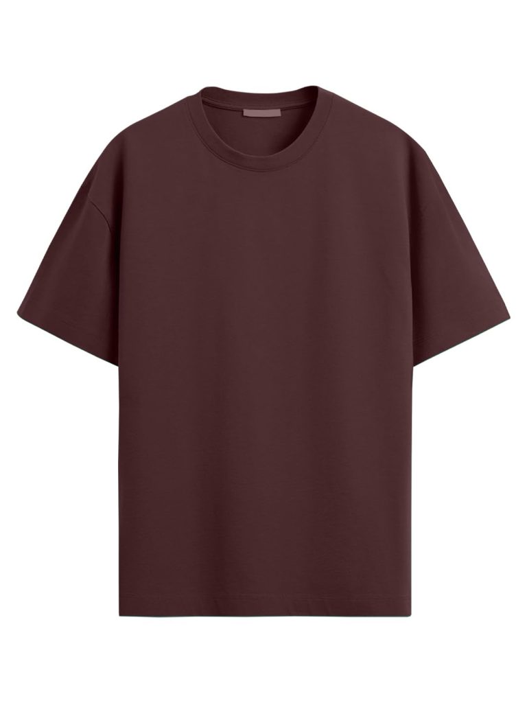 LEOTUDE Men Half Sleeve Round Neck Cottonblend Oversized Tshirts (Colour: Brown)