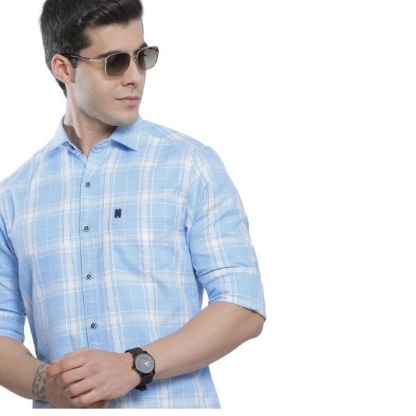 The Indian Garage Co Men's Cotton Regular Fit Checkered Full Sleeves Cutaway Collar Casual Shirt