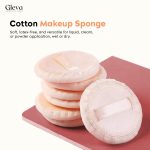Gleva 4Pcs Washable Powder Puff Soft Face Makeup Sponge, Loose powder Foundation Blending Sponges Set, Beauty Blender, Round Shape Reusable Cosmetic Powder Puff Wet & Dry Tool For Women - Image 2