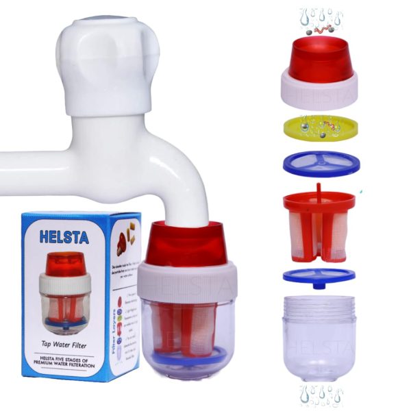 Tap Water Filter of 5 Stages and Dust absorber of 3 Candles inside the Filter, Kitchen Bathroom Tap Filter for hard water