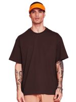 LEOTUDE Men Half Sleeve Round Neck Cottonblend Oversized Tshirts (Colour: Brown) - Image 2