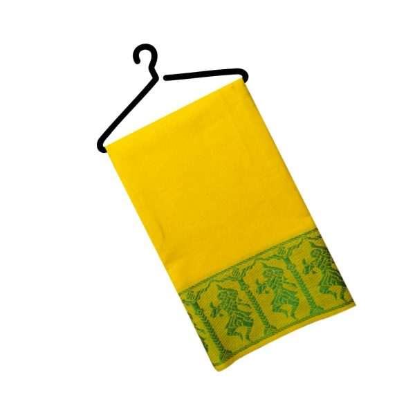Anka's Handmade Bharatanatyam & Kuchipudi Dance Practice Cotton Saree (Yellow With Green Colour Doll Border)