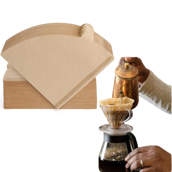 Cone Shaped Unbleached All Natural Coffee Filters, Coffee Filters - Size 02, Natural Paper Coffee Filter, No Blowout, Disposable for Pour Over and Drip Coffee Maker (2-4 Cup) 100 Count