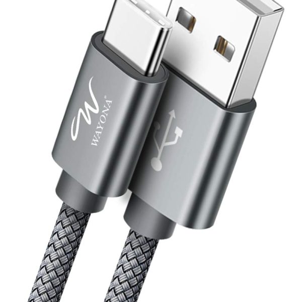 Wayona USB Type C 6FT 2Meter Charger Cable Fast Charging USB C Cable Compatible for Samsung Galaxy S10e S20 S9 S8 Plus S10+, Note 10 Note 9 Note 8,S20,M31s,M40 (6 FT Pack of 1, Grey)