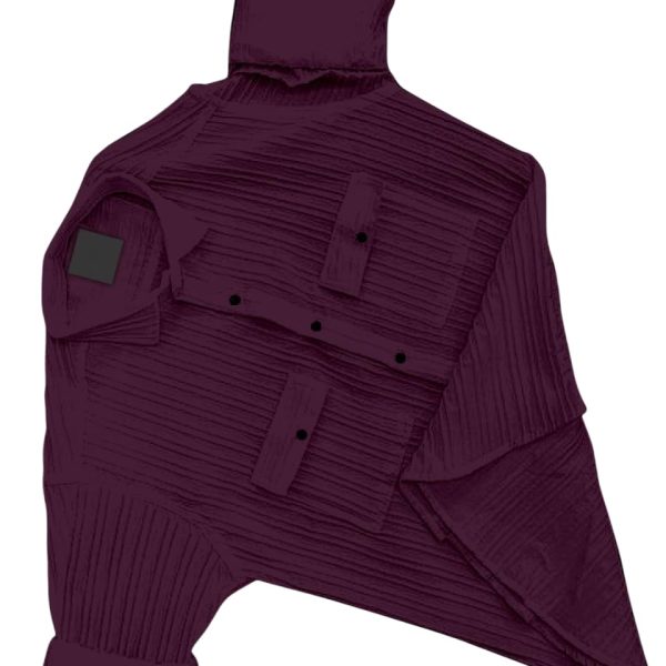 Oquent Men's Casual Button Down Shirts Double Pocket chex Shirt Fashion Textured