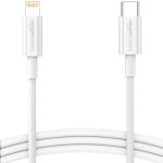 amazon basics TPE Type-C to Lightning Cable | 30W Fast Charging, 480Mbps Data Transfer Speed | Compatible With iPhone, iPad Air, Pro, Mini, iPad | 1 meter (White)