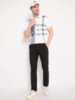 KASMA Men's Cotton Blend Polo Tshirt Has a Short Sleeve & Straight Hem-SNGKS-CHK8WHT - Image 5