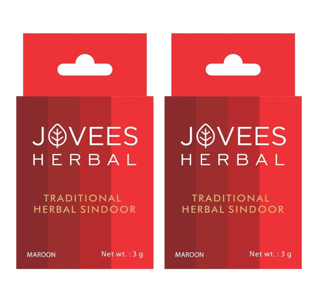 Jovees Herbal Traditional Sindoor- Deep Maroon 3g | Smudge-Proof & Long-Lasting | Intense Pigment Rich Color | Easy Application | Perfect For Brides | Pack of 2