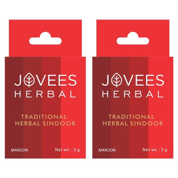 Jovees Herbal Traditional Sindoor- Deep Maroon 3g | Smudge-Proof & Long-Lasting | Intense Pigment Rich Color | Easy Application | Perfect For Brides | Pack of 2