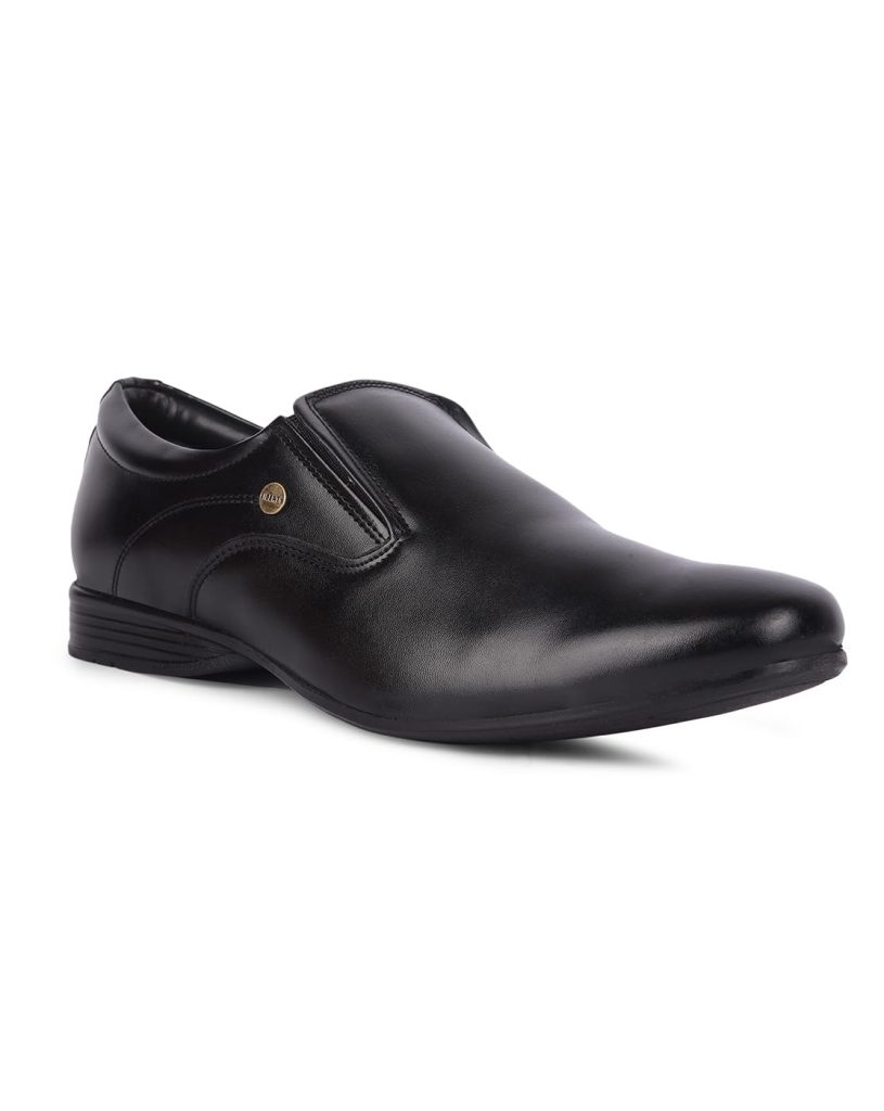 Liberty Fortune Robert-1 Men’s Formal Oxfords Shoes, Non-Lacing - Black - Synthetic Leather Shoes for Men with Cushioned Footbed - Stylish Office Footwear - Comfortable and Lightweight
