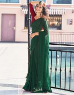 SIRIL Women's Dyed Jacquard Embroidery Work Georgette Saree with Unstitched Blouse - Image 4
