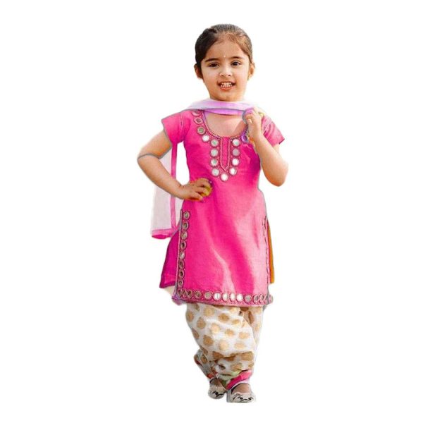 Girls' Cotton & Silk Readymade Salwar Suit