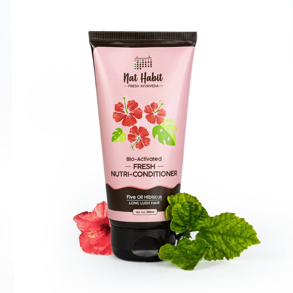 Nat Habit Hibiscus Conditioner for Women & Men | Bio-Activated for Dry & Frizzy Hair | Moisturizing & Nourishing with Argan Oil for Shiny Hair, Suitable for Curly, Dry & Frizzy Hair & Oily Scalp,150ml