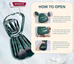 5 in 1 Makeup Brush Set with Built-In Mirror Box, Compact Travel Brush Kit for Foundation, Eyeshadow, Lip, Flame, and Powder Application – Green - Image 3