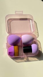 Bajajbeautyshop Makeup Sponge & Brush Set | 1 Foundation Brush 2 Makeup Sponge 1 Mushroom Sponge With Box Container - Image 7