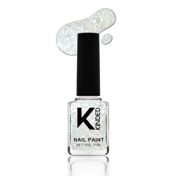 KINDED Nail Paint Long Lasting Lacquer Nail Art Nail Polish Enamel Nail Polish Glitter Topper Coat for Girls Women (9 ml, Glittery Finish, Shade 34 Showstopper Ivory)