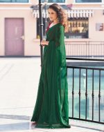 SIRIL Women's Dyed Jacquard Embroidery Work Georgette Saree with Unstitched Blouse - Image 5
