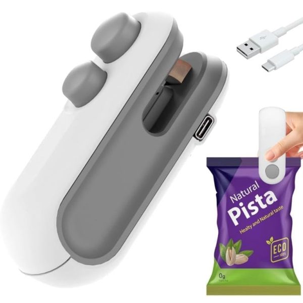 EUFLORIA Portable Mini Sealing Machine, Handheld Packet Sealer for Food, Snacks, Chips, Fresh Storage, Plastic Bags Sealing Machine, Type C Charging Vaccum Sealers