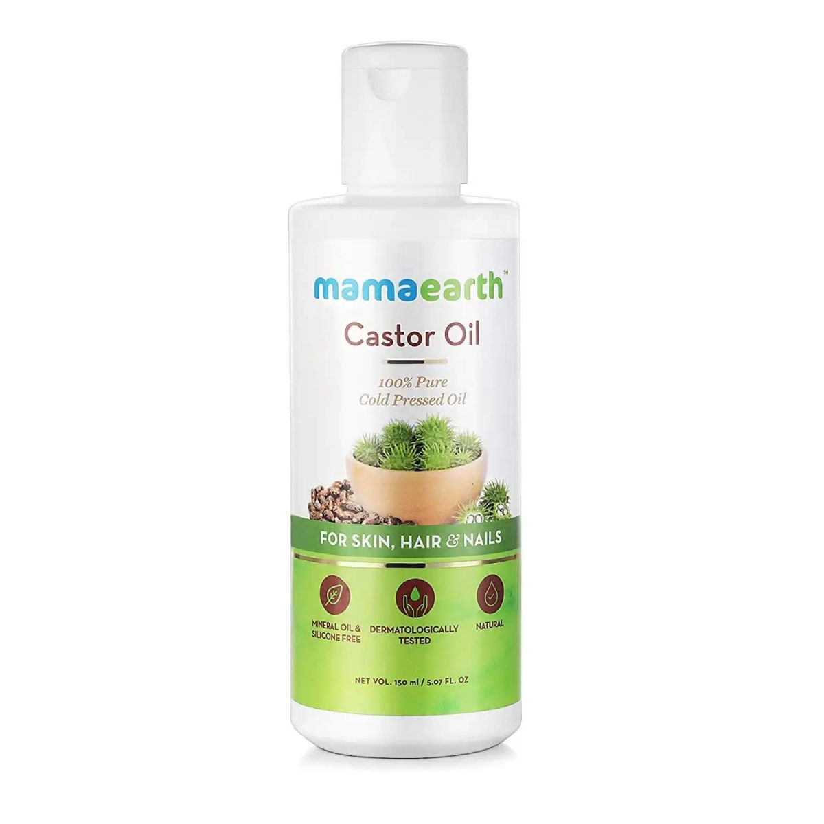 Mamaearth Castor Oil with 100% Pure Cold Pressed Castor Oil For Skin, Hair & Nails - 150 ml | Hydrates & Nourishes Skin | Promotes Hair Growth & Strengthens Hair | Strengthens Nails | Eyebrow & Eyelash Growth - Image 2