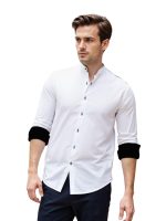 Dennis Lingo Men Solid Chinese Collar Full Sleeves Regular Fit Cotton Casual Shirt