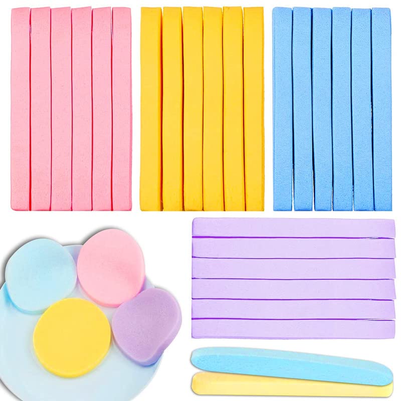 Shidara Compressed Facial Sponge, Smilerain Face Cleansing Sponge Pad Exfoliating Wash Makeup Removal for Women | Multi | 12 Pieces