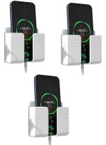 ZedGear Wall Mounted Mobile Holder Storage Case for Remote with Charging Port & Adjustable Viewing Angle Mobile Stand/Multi Purpose Stand - White (Pack of 3)