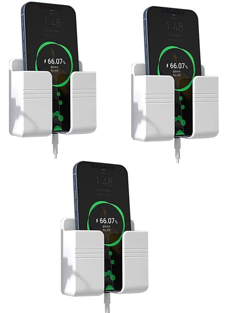 ZedGear Wall Mounted Mobile Holder Storage Case for Remote with Charging Port & Adjustable Viewing Angle Mobile Stand/Multi Purpose Stand - White (Pack of 3)