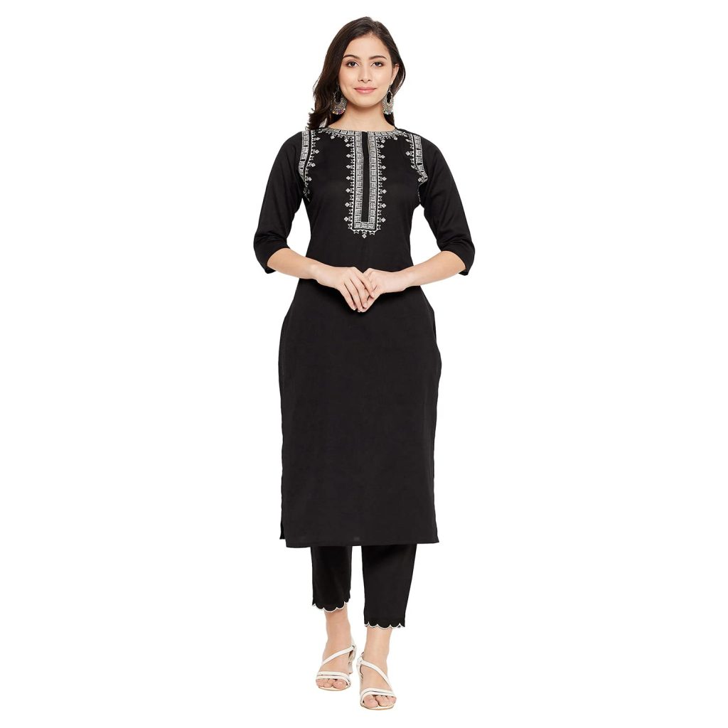 WineRed Women Wine Rayon Embroidered Kurta and Pant Set