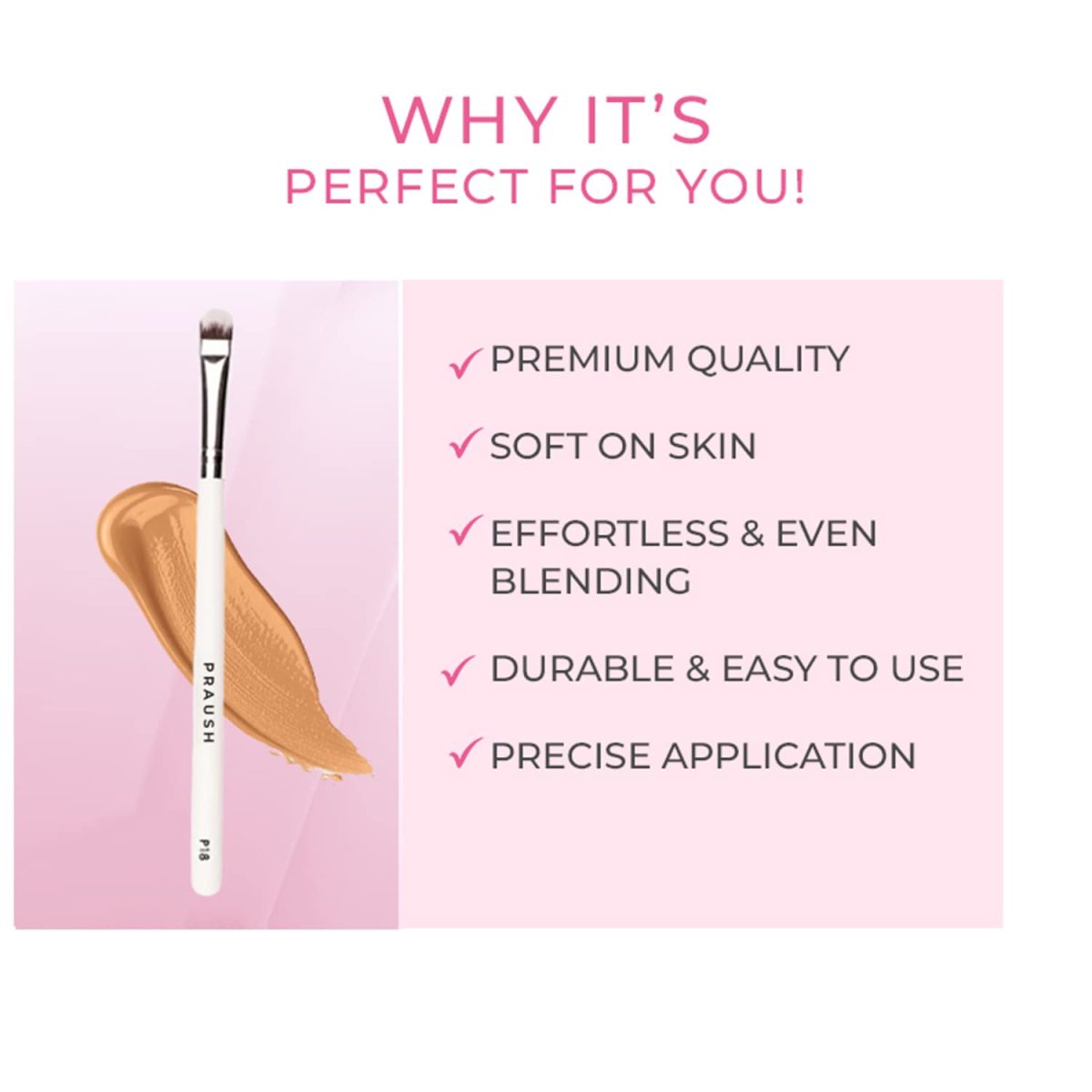 Praush P18 - Eyeshadow Application Flat Brush (Medium) - Image 3