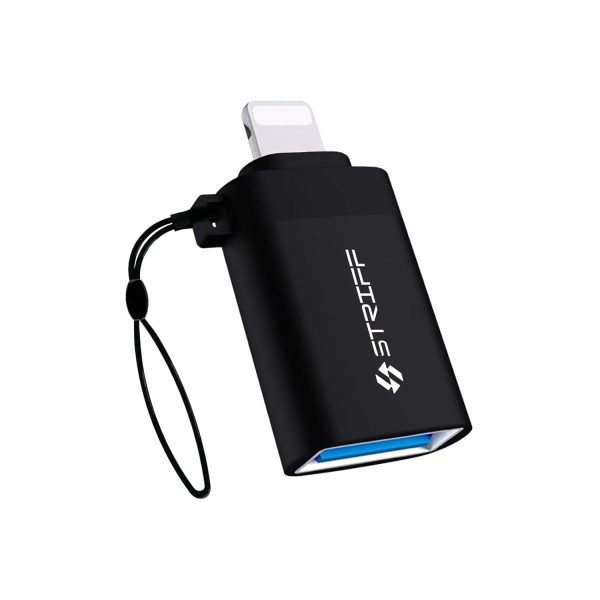 STRIFF iPhone OTG for iPhone/ipad, Lightning OTG Pendrive Adapter Compatible with iOS 13 and Later, USB Female Support Connect USB Flash Drive, Mobile Hard Drive Keyboard, Mouse (Black)