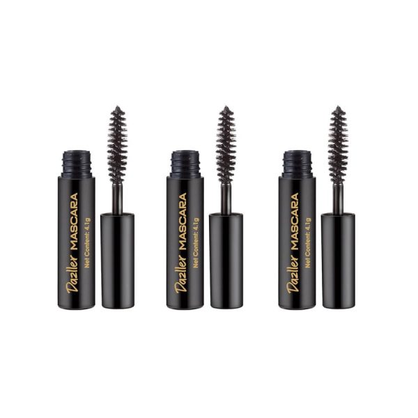 Dazller Mascara, 4.1g - (Pack of 3), Lightweight, Budget-friendly, Water-resistant, Smudge-proof, Pocket-sized, Enriched with Lash-friendly emollients, Vegan & Cruelty-free