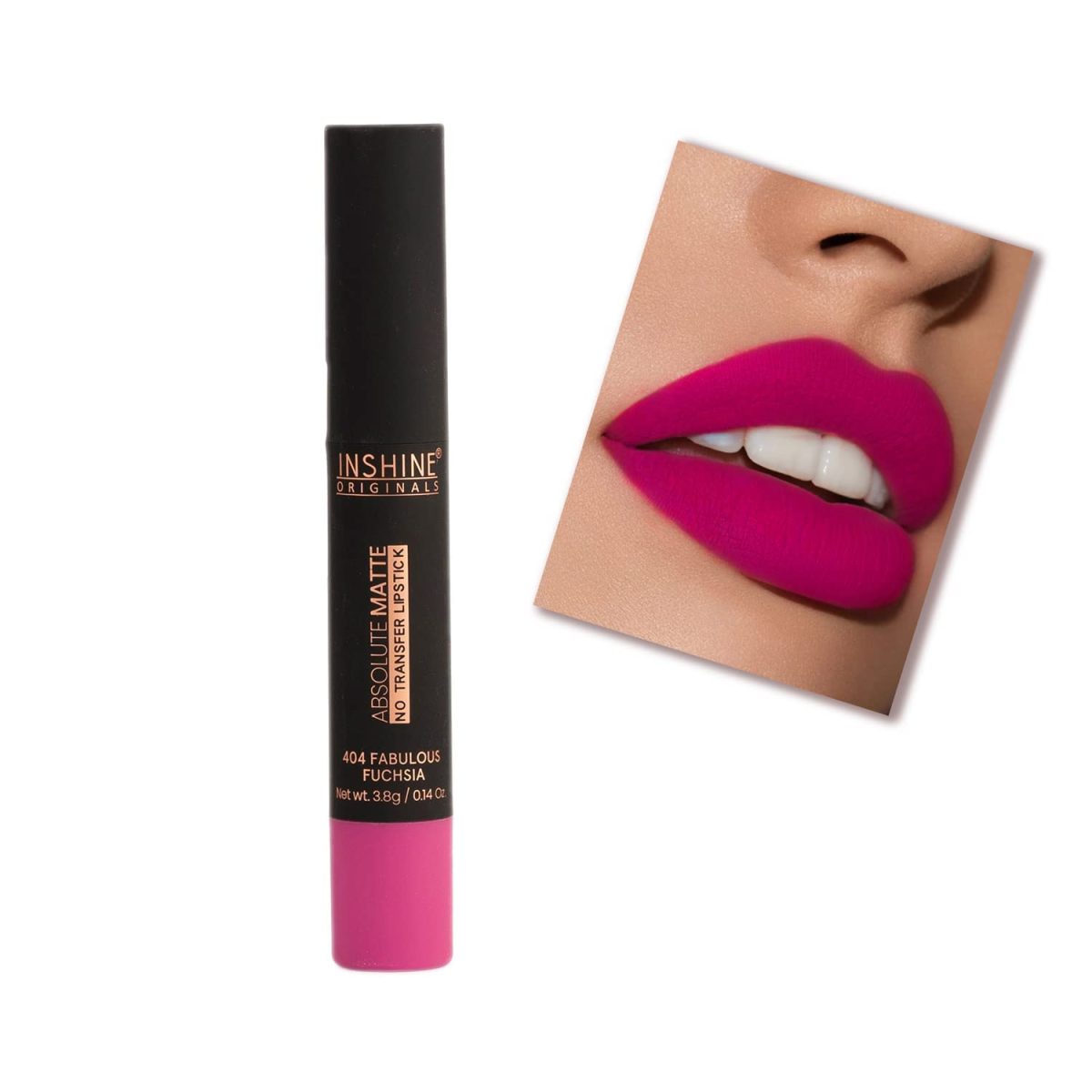 INSHINE ORIGINALS Absolute Matte No Transfer Lipstick,Intense Colour,Color Sensational Creamy Matte Lipstick,Lasts Up to 12 hours (FABULOUS FUCHSIA) - Image 3