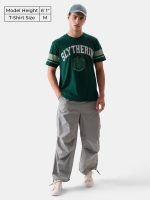 The Souled Store Harry Potter: Slytherin Mens Regular Fit Graphic Printed Half Sleeve Cotton Green T-Shirts - Image 2