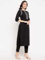 WineRed Women Wine Rayon Embroidered Kurta and Pant Set - Image 5