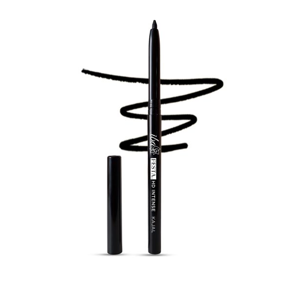 Iba Festa HD Intense Kajal Extra Jet Black 0.35g | 16 Hr Long Stay | Smudge Proof & Waterproof Eye Makeup | Matte Finish | Vegan & Cruelty-free