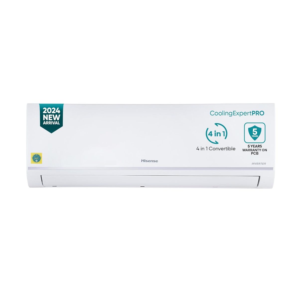 Hisense 1.0 Ton 3 star Inverter Split AC(Copper, 4-in-1 Convertible with Intelligent 4 modes, PM 2.5 filter, Anti corrosion, Self Clean, AS-12TR4R3BP1, White with Chrome Deco Strip)