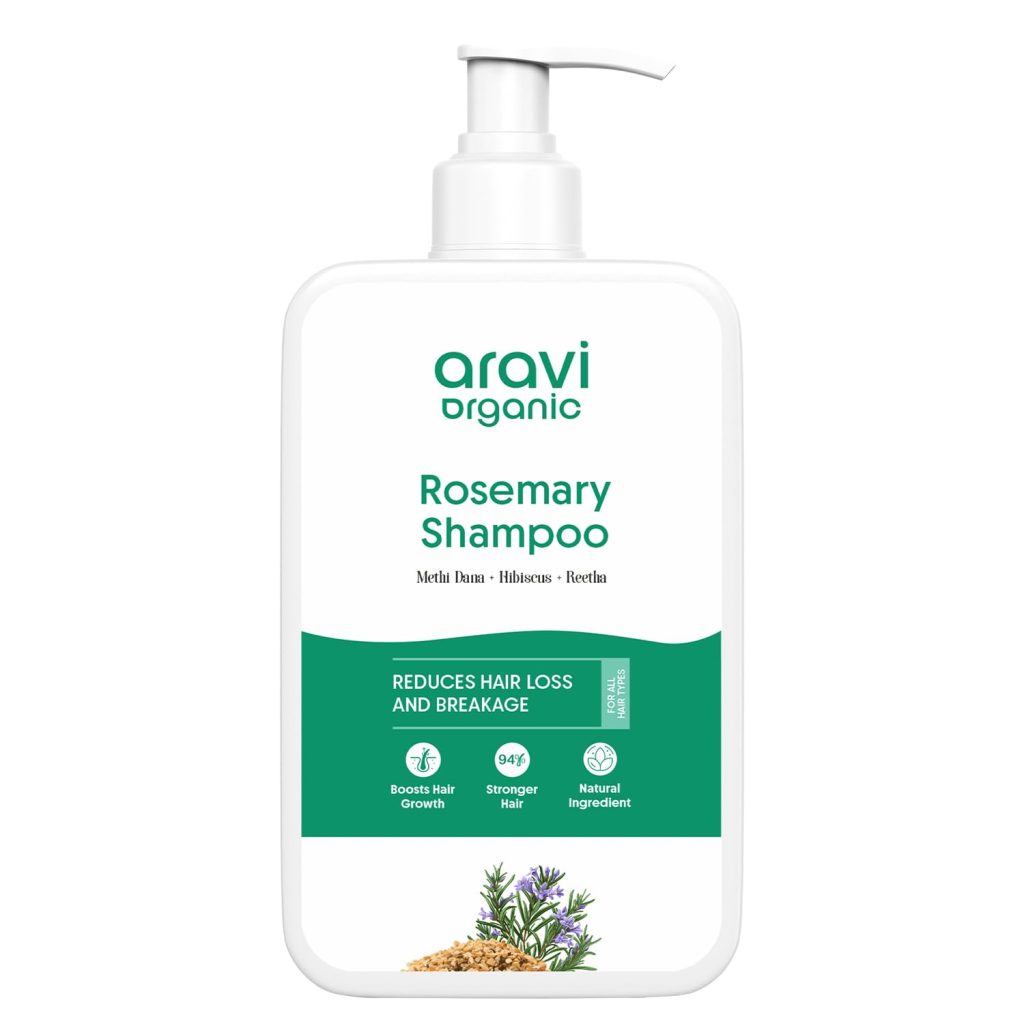 Aravi Organic Rosemary Anti-Hairfall Shampoo | Rosemary Shampoo for Hair Growth & Hairfall Control | Up to 94% Stronger Hair | Sulphate-Free for Men & Women | For All Hair Types | 200ml
