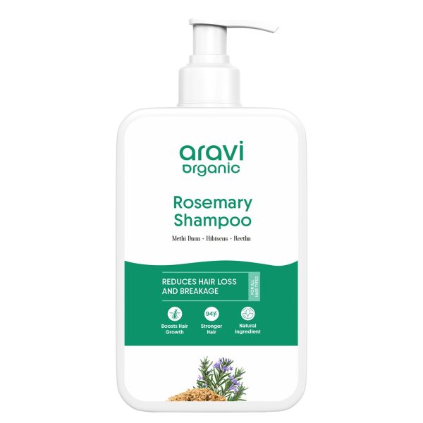 Aravi Organic Rosemary Anti-Hairfall Shampoo | Rosemary Shampoo for Hair Growth & Hairfall Control | Up to 94% Stronger Hair | Sulphate-Free for Men & Women | For All Hair Types | 200ml