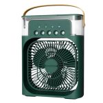 Drumstone 𝟏𝟓-𝐘𝐞𝐚𝐫 𝐖𝐚𝐫𝐫𝐚𝐧𝐭𝐲 -Desk Cooler Fan with 7 Color LED Light and 600ml Water Tank for Efficient Personal Cooling Anywhere | 1500mAh Battery with Up to 2 Hours Backup | Green