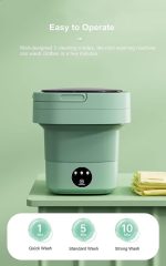 Small Portable Washing Machine, Mini Washer 9L High Capacity with 3 Modes Deep Cleaning for Underwear, Baby Clothes, or Small Items, Foldable Washing Machine for Apartments, Camping, Travel-Green - Image 3