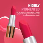 Gleva Metallic Long Lasting Lipstick for Women, No Smudge, Lightweight & Hydrating Formula with Metallic 3D Shine, Waterproof Lipstick, Full Coverage Lip Makeup (Majestic Mauve) - Image 2